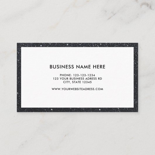 Aangepaste Logo moderne zwarte glitter Professiona Visitekaartje (Achterkant)