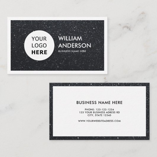 Aangepaste Logo moderne zwarte glitter Professiona Visitekaartje (Voorkant / Achterkant)