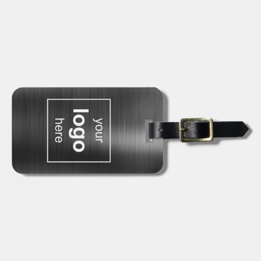 Aangepaste Logo monogram zwart Bagagelabel (Voorkant horizontaal)