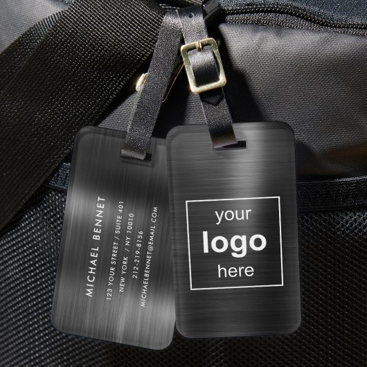 Aangepaste Logo monogram zwart Bagagelabel