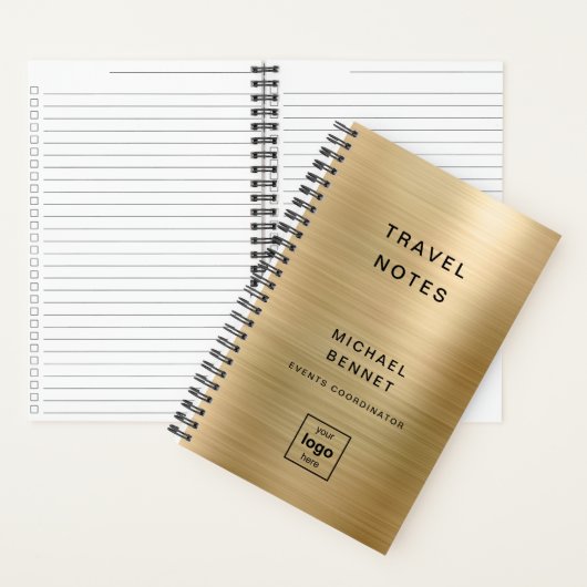 Aangepaste Logo Monogrammed Gold Travel Notitieboek (Binnen)