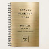 Aangepaste Logo Monogrammed Gold Travel Planner (Voorkant)