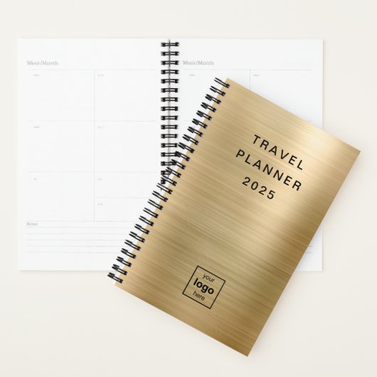 Aangepaste Logo Monogrammed Gold Travel Planner (Display)