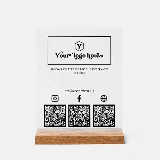 Aangepaste Logo Multi Social Media QR Codes Busine Acryl Bord (Voorkant)