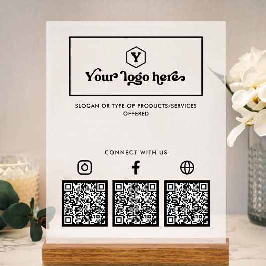 Aangepaste logo multi sociale media QR-codes zakel Acryl Bord