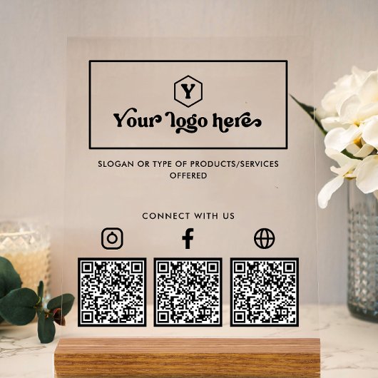 Aangepaste logo multi sociale media QR-codes zakel Acryl Bord