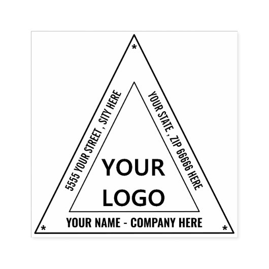 Aangepaste Logo Naam Adres Driehoek Rubber Stamp Rubberstempel (Afrduk)