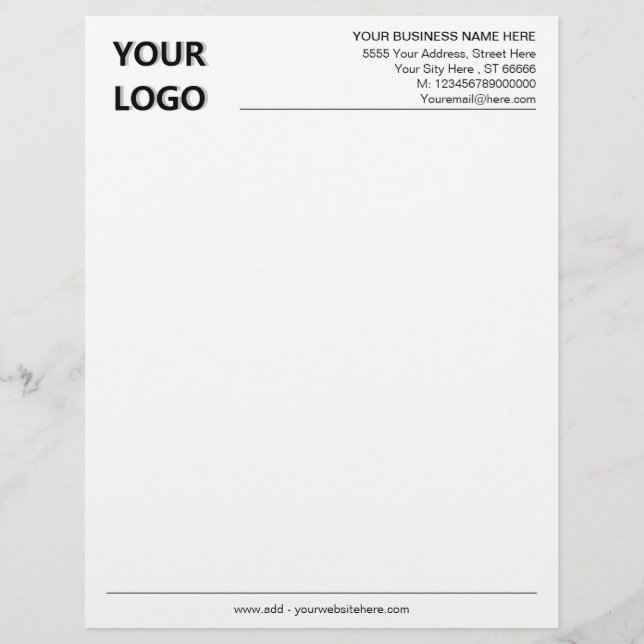 Aangepaste Logo Naam Adres Info Bedrijf Letterhead Briefhoofd (Voorkant)