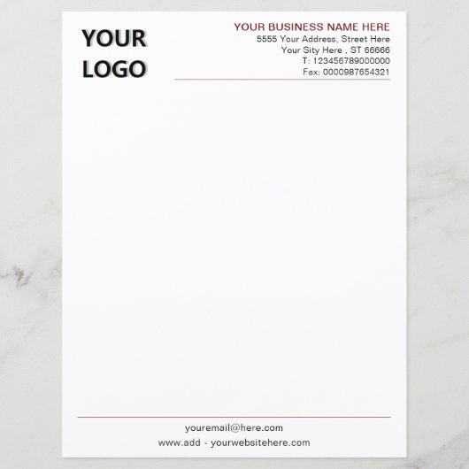 Aangepaste Logo Naam Adres Info Business Letterhea (Voorkant)