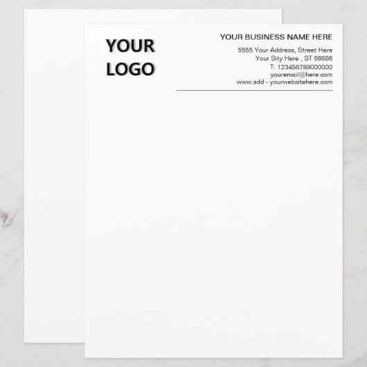 Aangepaste logo naam adres info zakelijk papier ve (Voorkant / Achterkant)
