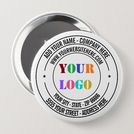 Aangepaste Logo naam adres website promotie Ronde Button 4,0 Cm (Voorkant /achterkant)