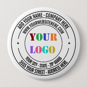 Aangepaste Logo naam adres website promotie Ronde Button 4,0 Cm