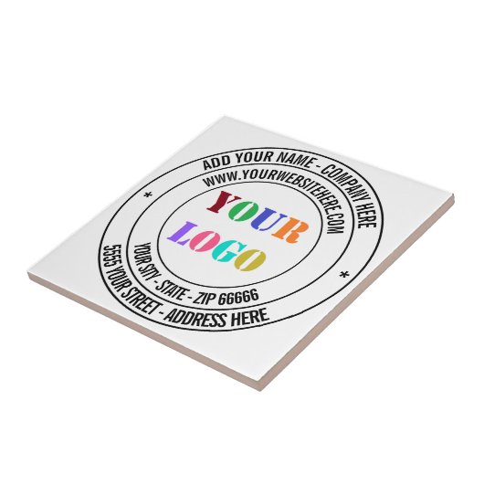 Aangepaste Logo naam adres website promotie Tegeltje (Zijkant)