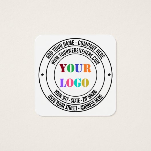 Aangepaste Logo naam adres website promotie Vierkante Visitekaartjes (Voorkant)