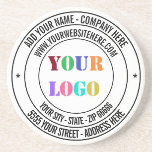 Aangepaste Logo naam adres website promotie Zandsteen Onderzetter