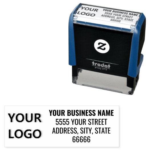 Aangepaste Logo Naam Adres Zelfinkende Stempel (In situ)