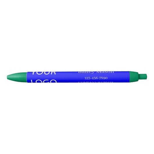 Aangepaste Logo Naam Blauwe Inkt Pen (Voorkant)