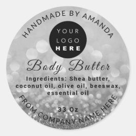 Aangepaste Logo naam BodyButter Cosmetics Light Pa Ronde Sticker