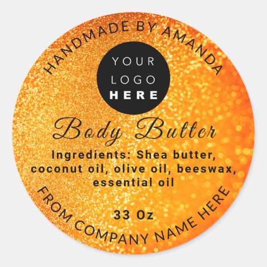 Aangepaste Logo naam BodyButter Cosmetics Light Pa Ronde Sticker (Voorkant)