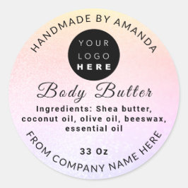 Aangepaste Logo naam BodyButter Cosmetics Light ro Ronde Sticker