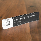 Aangepaste Logo, naam elegant Black White Professi Naambordje (Zijkant)