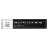 Aangepaste Logo, naam elegant Black White Professi Naambordje (Voorkant)