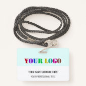 Aangepaste Logo, naam en titel Aangepast, modern - Badge (Achterkant met draagriem)