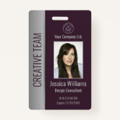 Aangepaste Logo naam foto-streepjescode medewerker Badge (Voorkant)