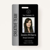 Aangepaste Logo Naam foto-streepjescode voor medew Badge (Voorkant)