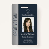 Aangepaste Logo Naam foto-streepjescode voor medew Badge (Voorkant)