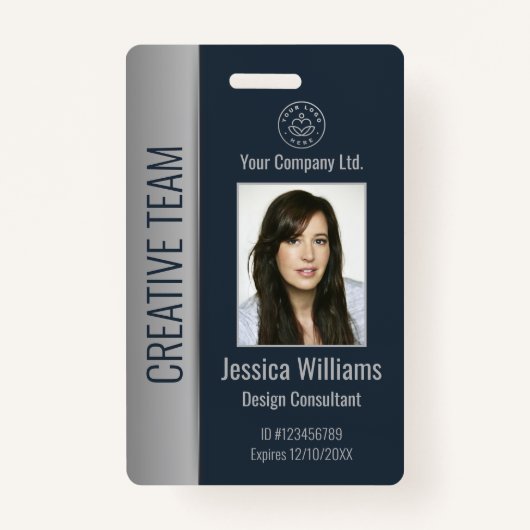 Aangepaste Logo Naam foto-streepjescode voor medew Badge (Voorkant)