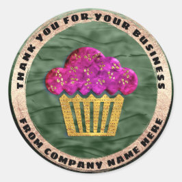 Aangepaste Logo Naam Goud Aangepaste Groene Cake Z Ronde Sticker