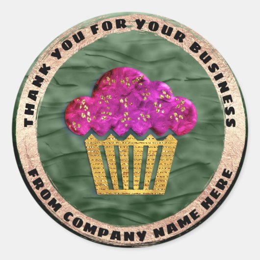 Aangepaste Logo Naam Goud Aangepaste Groene Cake Z Ronde Sticker (Voorkant)