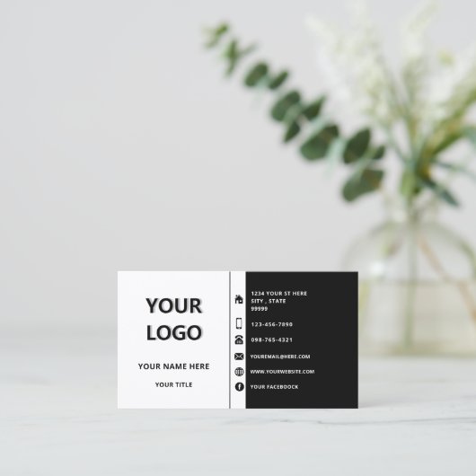 Aangepaste Logo naam info Visitekaartje - Uw kleur (Staand voorkant)