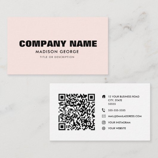Aangepaste logo naam moderne minimalistische QR-co Visitekaartje (Voorkant / Achterkant)