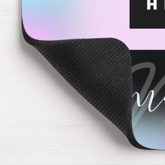 Aangepaste Logo Naam Monogram Holograaf Roze BLAUW Muismat (Hoek)