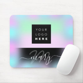 Aangepaste Logo Naam Monogram Holograaf Roze BLAUW Muismat