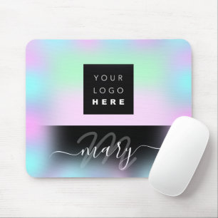 Aangepaste Logo Naam Monogram Holograaf Roze BLAUW Muismat