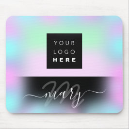 Aangepaste Logo Naam Monogram Holograaf Roze BLAUW Muismat
