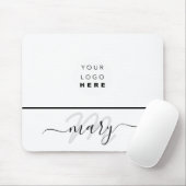 Aangepaste Logo naam Monogram Minimale zwart-wit Muismat (Met muis)