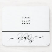 Aangepaste Logo naam Monogram Minimale zwart-wit Muismat (Voorkant)