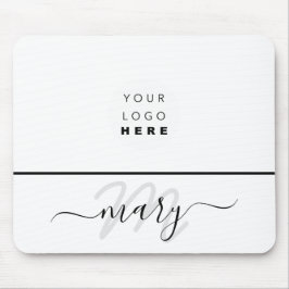 Aangepaste Logo naam Monogram Minimale zwart-wit Muismat