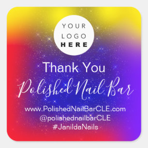 Aangepaste Logo naam Red Stars Blue Paarse Vierkante Sticker