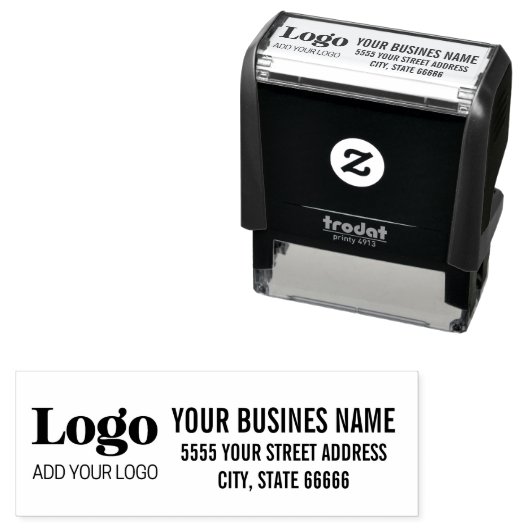 Aangepaste logo naam retouradres zelfinktende stempel (In situ)