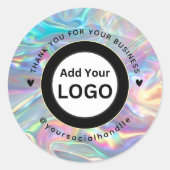 Aangepaste Logo naam Sociale holograaf Dank u Ronde Sticker (Voorkant)