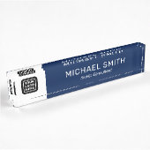 Aangepaste Logo Naam Titel Elegant Navy Blue Naambordje