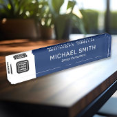 Aangepaste Logo Naam Titel Elegant Navy Blue Naambordje