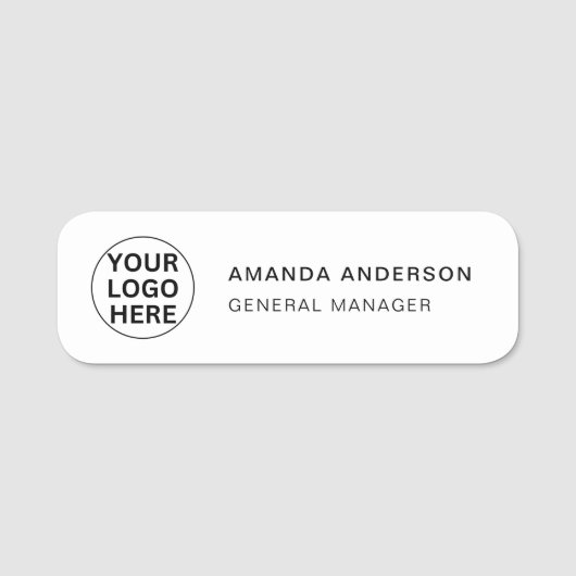 Aangepaste Logo - Naam - Titel Hier l Zwart & Wit Naamplaatje (Voorkant)