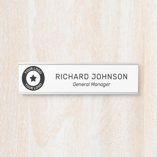Aangepaste Logo Naam Titel Werknemer Kantoor Deurbordje (Voorkant)