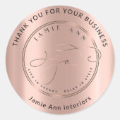 Aangepaste Logo naam Web Roos Gold Hartelijk dank Ronde Sticker (Voorkant)